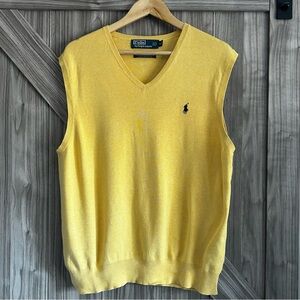 Polo by Ralph Lauren Butter Yellow Pima Cotton V-Neck Sweater Vest -Men's Size L
